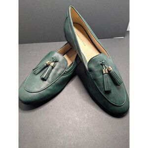 Charter Club Green Faux Leather Loafers Tassel Accents Size 10.5 M Slip-On Flats